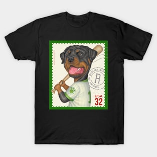 Funny Cute Rottie Rottweiler Postage Stamp T-Shirt